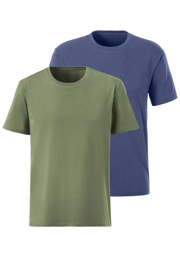 John Devin T-Shirt »mit Slub-Garn Struktur«, (Packung, 2 tlg., 2er-Pack), aus leichter, strukturierter Baumwollqualität - im 2er-Sparpack
