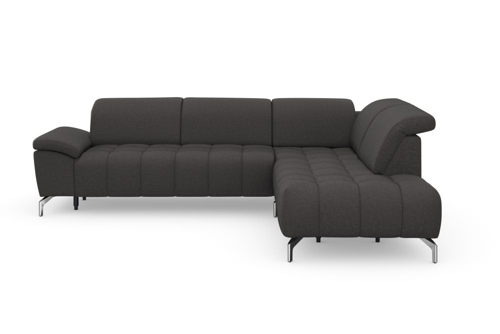 sit&more Ecksofa »Cool«, wahlweise mit Kopfteilverstellung und Vorziehsitz, motorisch,mit silberfarbenen Füssen