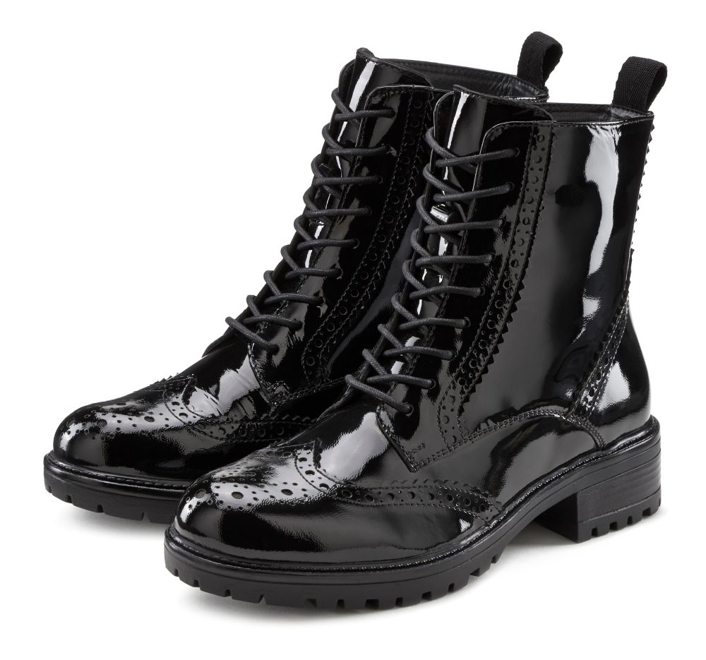 LASCANA Stiefelette, Boots aus Leder zum Schnüren und Reissverschluss