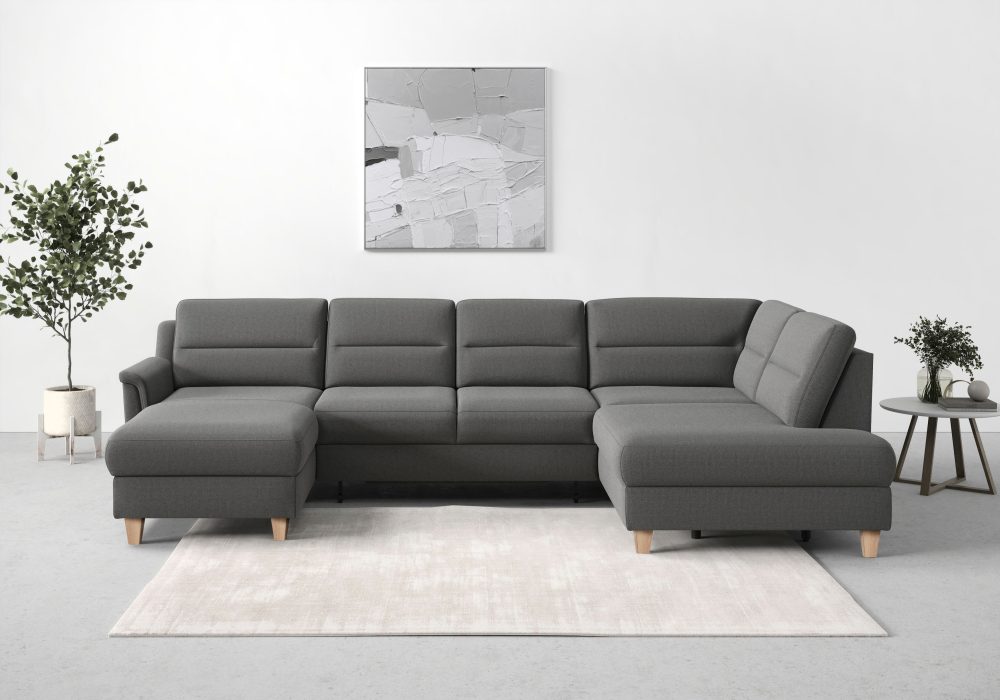 sit&more Wohnlandschaft »Farö«, inklusive Federkern, mit naturfarbenen Füssen, wahlweise mit Bettfunktion und Bettkasten