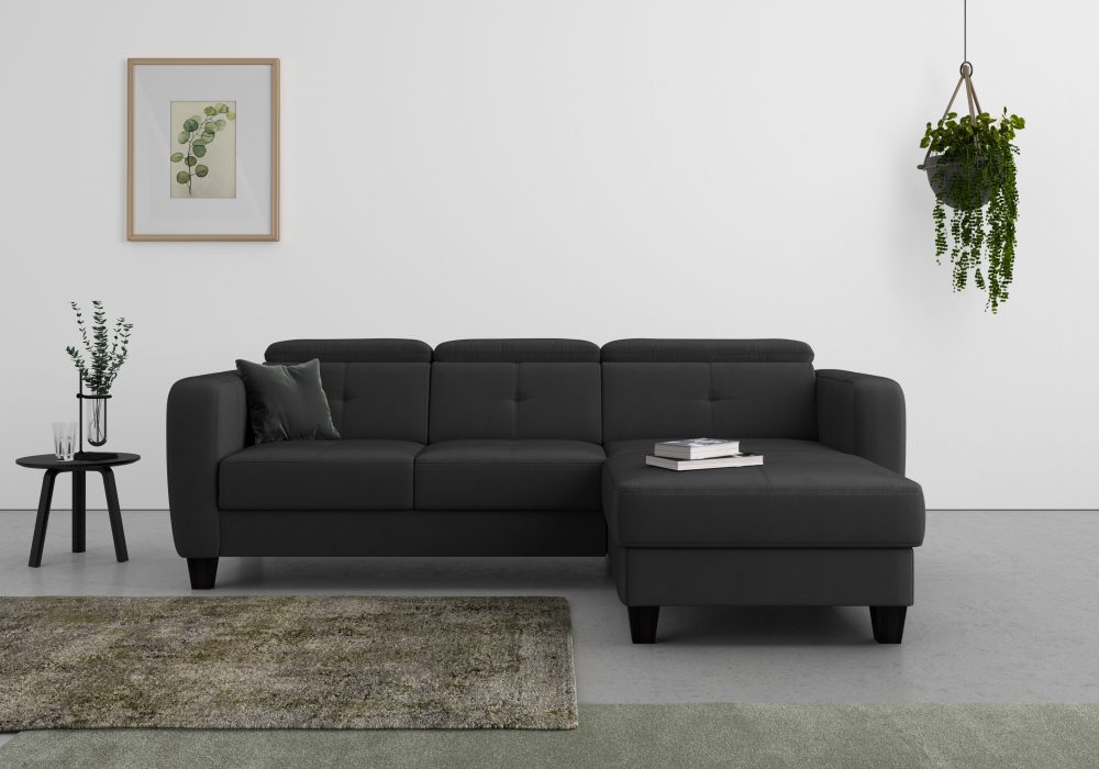 sit&more Ecksofa »Bellucci«, inklusive Kopfteilverstellung und Federkern, wahlweise mit Bettfunktion und Bettkasten