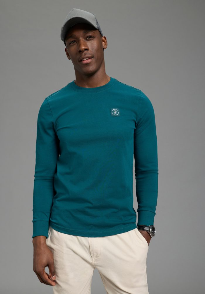 DELMAO Rundhalsshirt mit Markenlabel