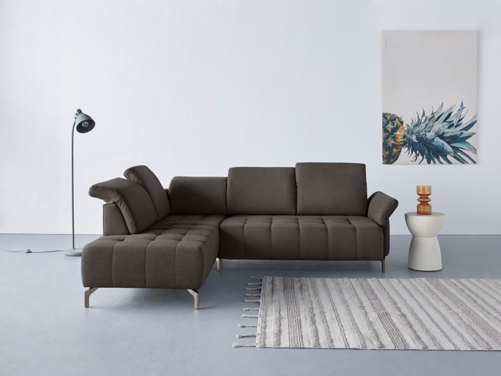 INOSIGN Ecksofa »Fresh«, Federkern, wahlweise mit Kopfteilverstellung, Armteilverstellung, und motorischem Vorziehsitz, Bezug Olympia SOFT CLEAN: leicht mit Wasser zu reinigen
