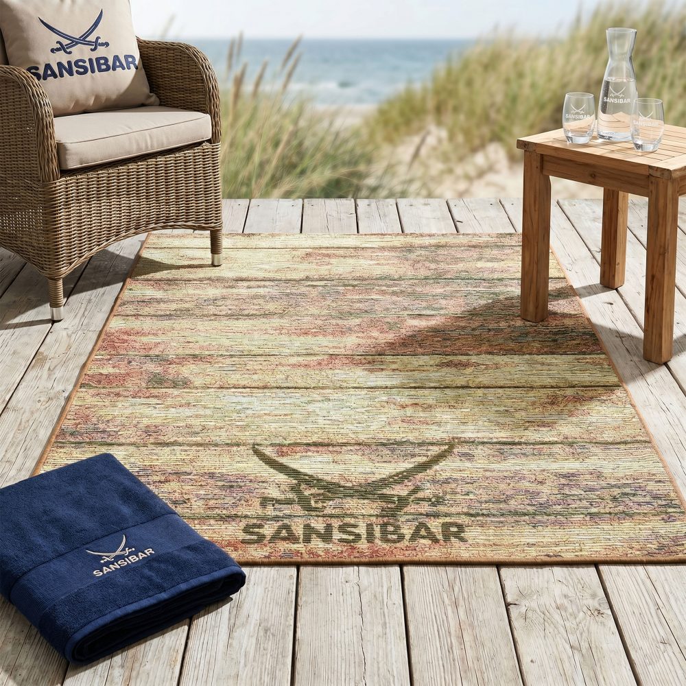 Sansibar Teppich »Rantum Beach SA-029«, rechteckig, Flachgewebe, modernes Design, Motiv Holzdielen, In- & Outdoor geeignet