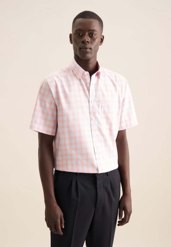 seidensticker Businesshemd »Regular«, Regular Kurzarm Button-Down-Kragen Karo