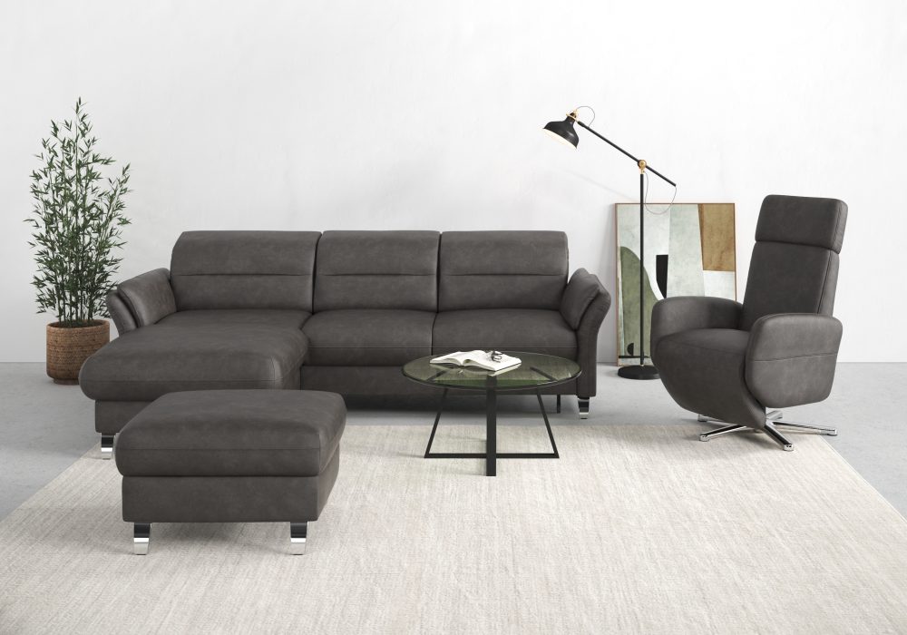 sit&more Ecksofa »Grenoble«, inklusive Federkern, wahlweise mit Bettfunktion, Bettkasten, Armteilverstellung und Kopfteilverstellung