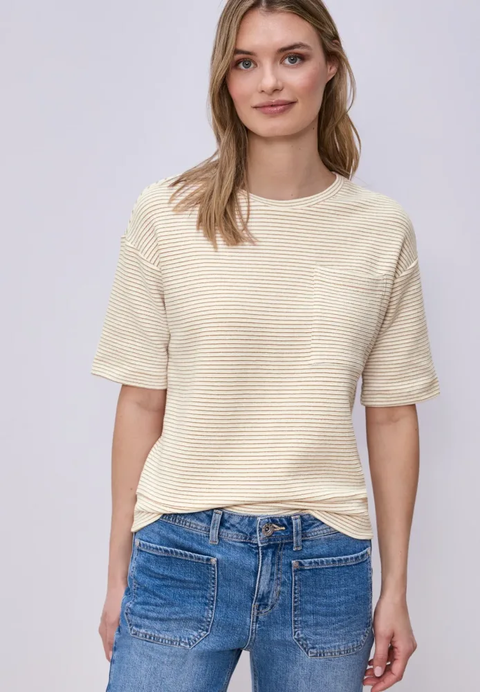 Kurzarmshirt mit Strukturstreifen