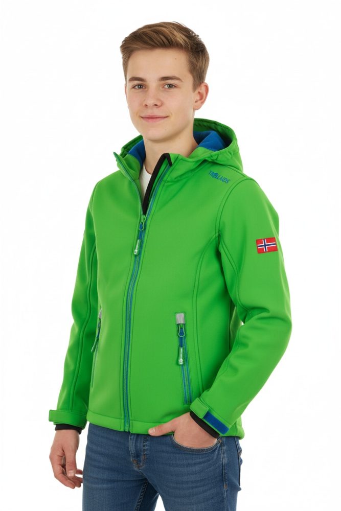 TROLLKIDS Softshell-Jacke KIDS TROLLFJORD in bright green/med blue in Gr. 110
