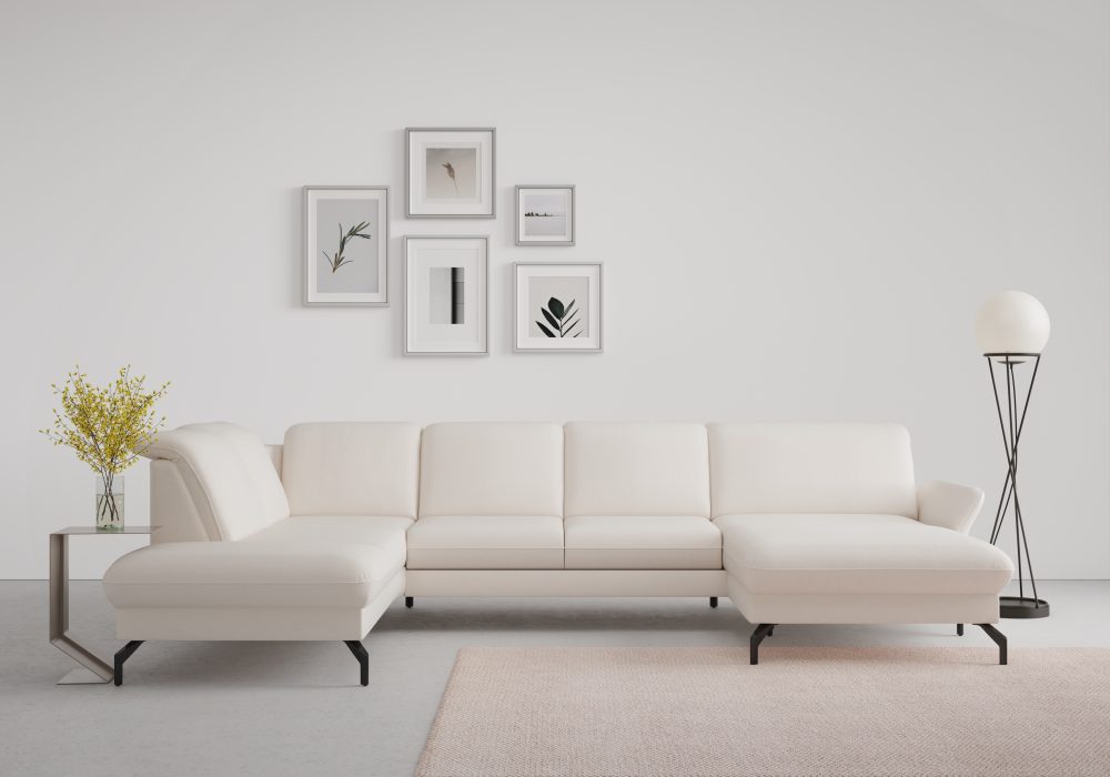 sit&more Wohnlandschaft »Fashion«, wahlweise mit Kopfteilverstellung und Vorziehsitz, motorisch, mit schwarzen Metallfüssen