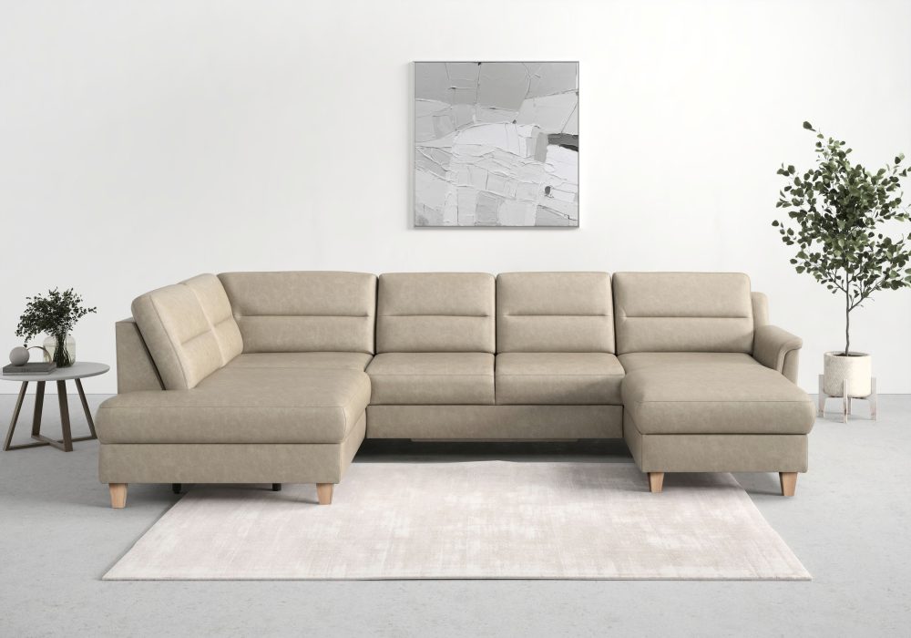 sit&more Wohnlandschaft »Farö«, inklusive Federkern, mit naturfarbenen Füssen, wahlweise mit Bettfunktion und Bettkasten
