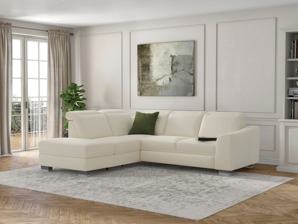 sit&more Ecksofa »Durness«, mit Federkern und hochwertigen Edelstahlfüssen, wahlweise mit Kopfteilverstellung, Bettfunktion und Stauraum oder mit Bettfunktion und Bettkasten