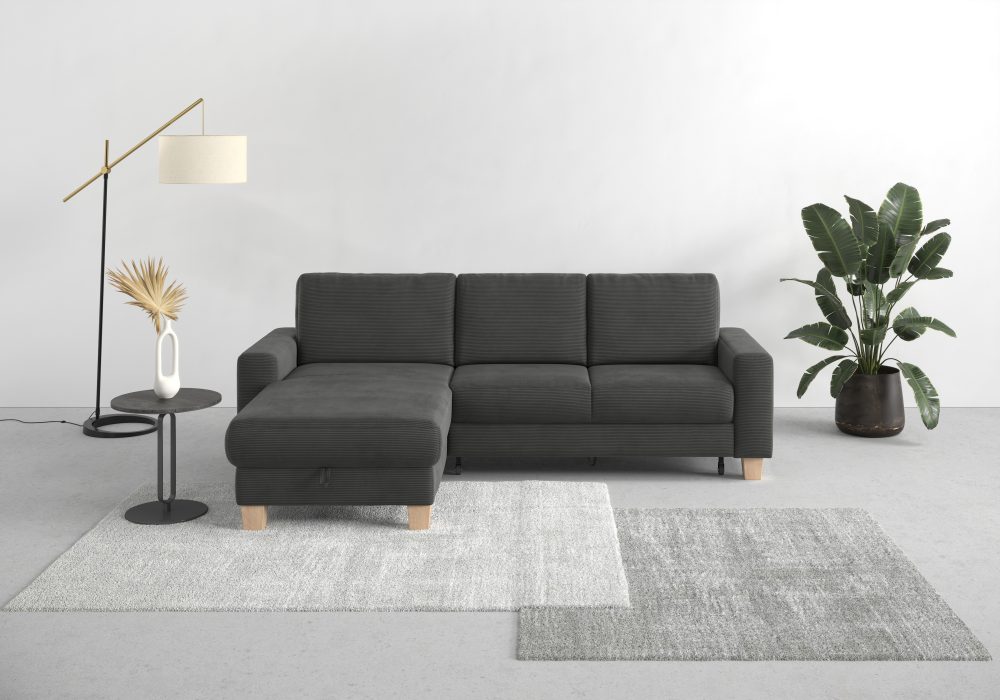 Home affaire Ecksofa »Summer«, mit Recamiere, mit oder ohne Bettfunktion und Bettkasten, Cord-Bezug
