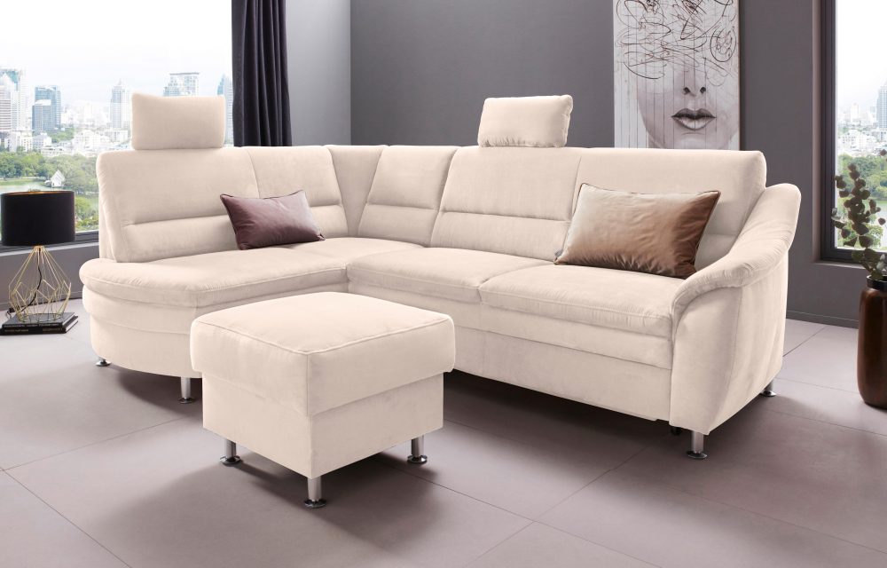 Places of Style Ecksofa »Cardoso«, Federkern, wahlweise mit Bett, Schubkasten