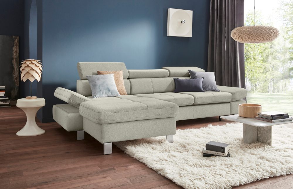 exxpo - sofa fashion Ecksofa, mit Kopf- bzw. Rückenverstellung, wahlweise mit Bettfunktion und Bettkasten