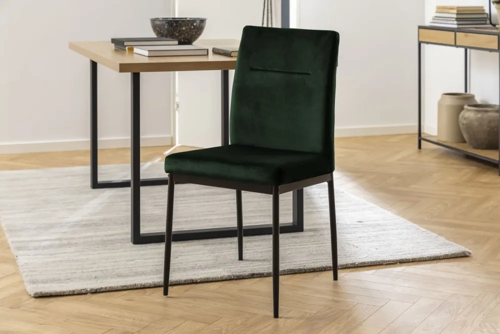 mutoni - Esszimmerstuhl Stoff Dunkelgrün Metall Schwarz 45x90.5, One Size