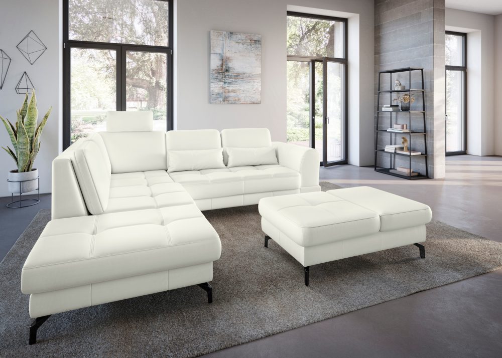 sit&more Ecksofa »Bendigo V«, inklusive Sitztiefenverstellung, Bodenfreiheit 12 cm, wahlweise in 2 unterschiedlichen Fussfarben