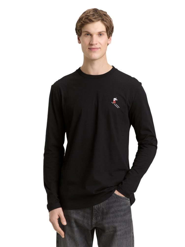 TOM TAILOR Denim Langarmshirt mit Logo-Stickerei auf der Brust