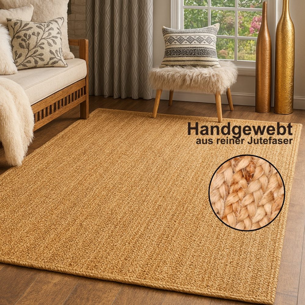 Myflair Möbel & Accessoires Teppich »Kollektion Lola«, rechteckig, Wendeteppich, handgeflochten, Naturfaser, Boho-Style, Wohnzimmer