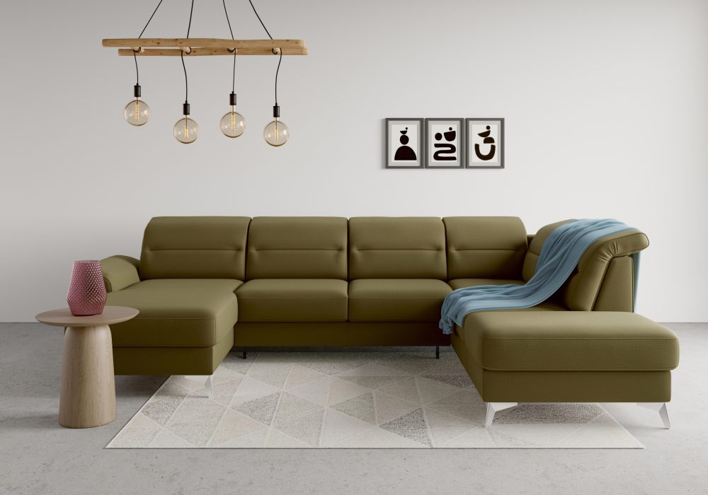 sit&more Wohnlandschaft »Sinatra«, optional mit Kopfteilverstellung und Armteilfunktion oder mit Kopfteilverstellung, Armteilfunktion, Bettfunktion und Stauraum, chromfarbene Metallfüsse