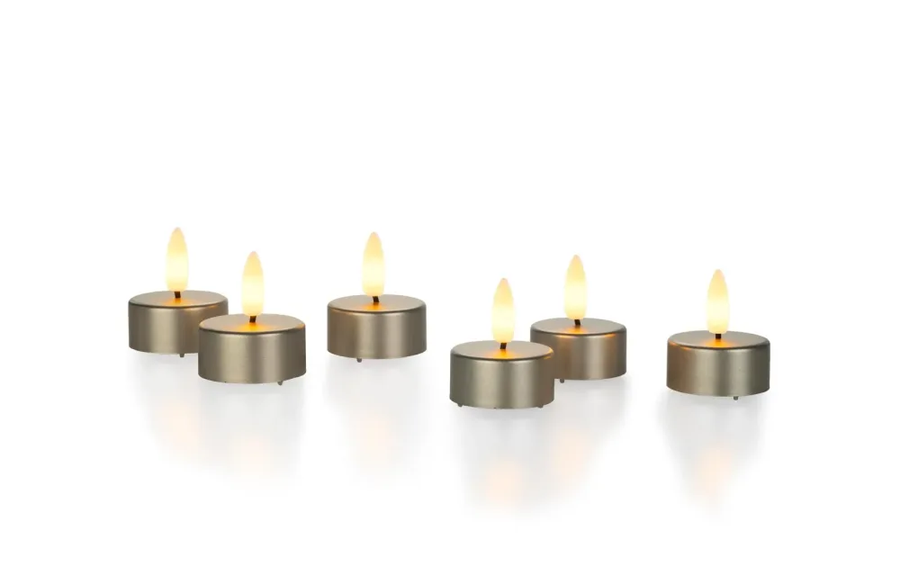 STT - LED Teelichter, 6 Stück, 6 Stück, Grau