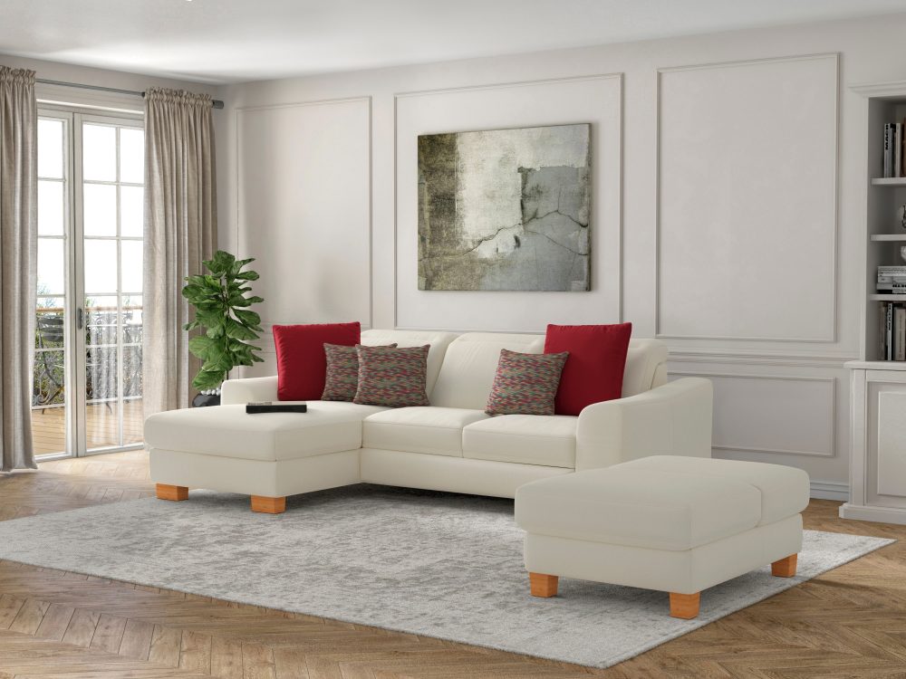 sit&more Ecksofa »Durness«, mit Federkern und hochwertigen Massivholzfüssen, wahlweise mit Kopfteilverstellung, Bettfunktion und Bettkasten oder mit Bettfunktion und Bettkasten