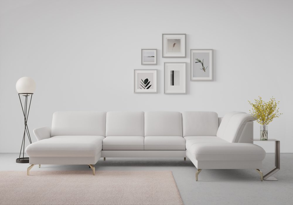sit&more Wohnlandschaft »Fashion«, wahlweise mit Kopfteilverstellung und Vorziehsitz, motorisch, mit satinierten Nickelfüssen