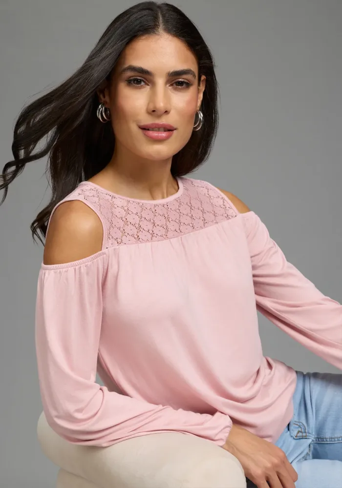Laura Scott Langarmshirt aus Viskosemischung, figurumspielende Passform, elastisches Material
