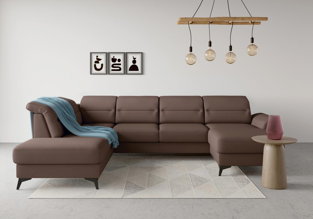 sit&more Wohnlandschaft »Sinatra«, optional mit Kopfteilverstellung und Armteilfunktion oder mit Kopfteilverstellung, Armteilfunktion, Bettfunktion und Stauraum, mattschwarze Metallfüsse