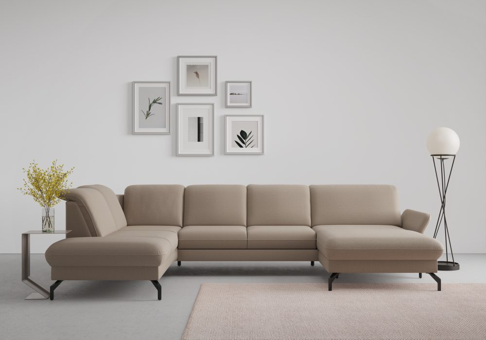 sit&more Wohnlandschaft »Fashion«, wahlweise mit Kopfteilverstellung und Vorziehsitz, motorisch, mit schwarzen Metallfüssen