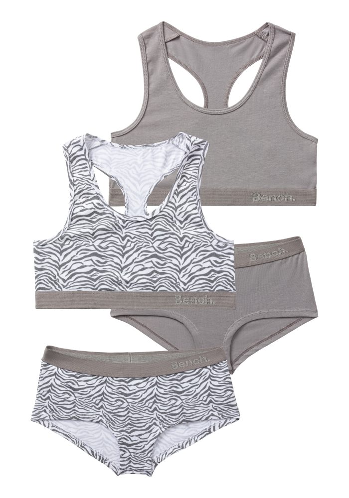 Bench. Set: Bustier, (4 tlg., mit Panty), mit tonigem Zebramuster