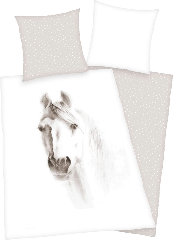 HERDING Bettwäsche Weißes Pferd 135 x 200 cm