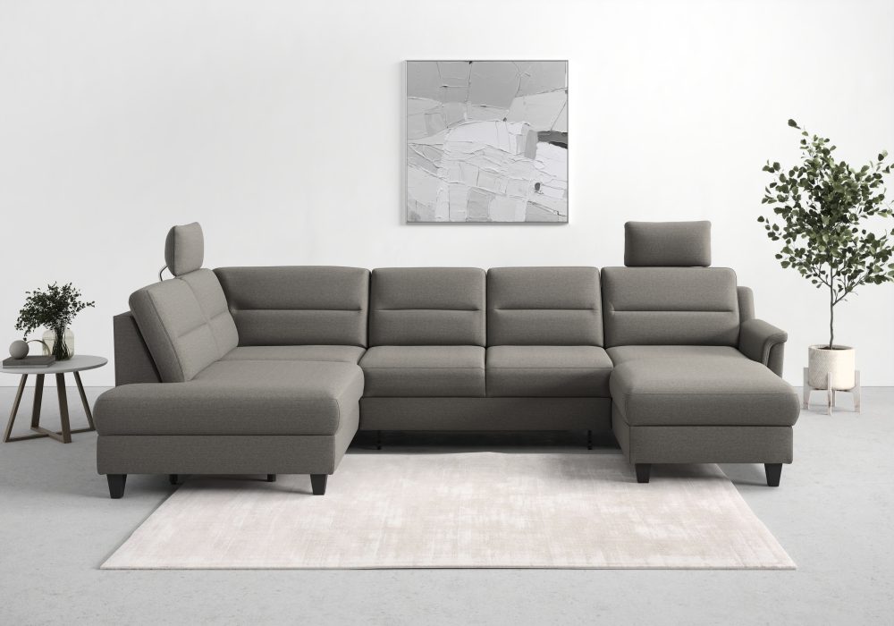 sit&more Wohnlandschaft »Farö«, inklusive Federkern, mit wengefarbenen Füssen, wahlweise mit Bettfunktion und Bettkasten