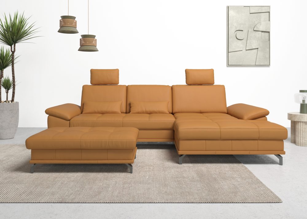 Places of Style Ecksofa »Costello«, incl. Sitztiefenverstellung und Armlehnfunktion, incl. 2 Nierenkissen