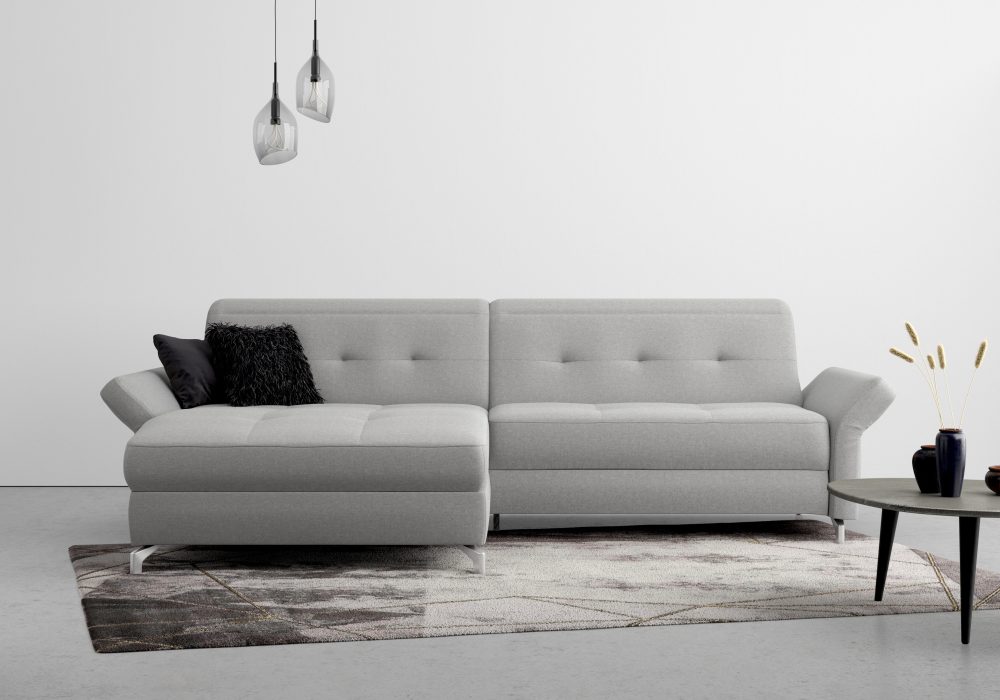 INOSIGN Ecksofa »Maredo«, Federkern, wahlweise auch mit Kopfteil- und Armlehnverstellung, auch mit motorischem Vorziehseitz und Bettkasten