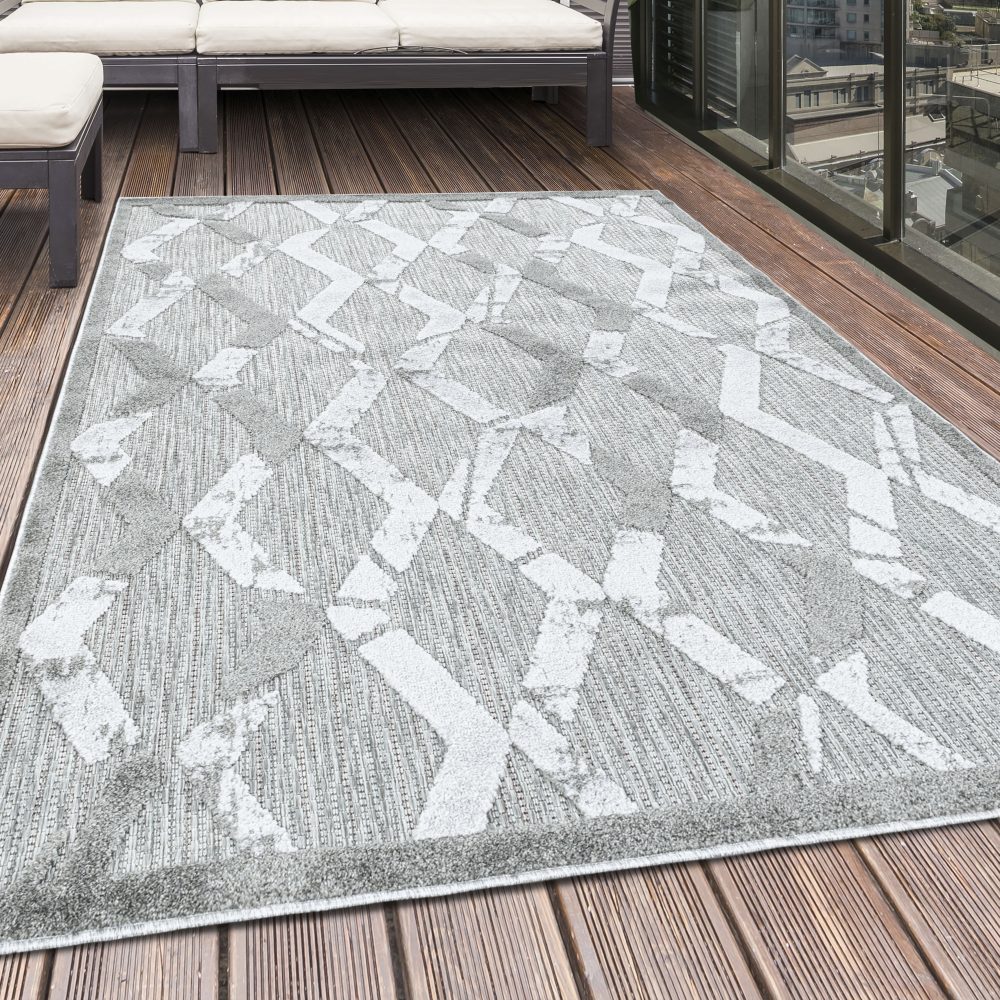 Ayyildiz Teppiche Teppich, rechteckig, 8 mm Höhe, Flachflor mit Hoch-Tief-Struktur, In-und Outdoor geeignet