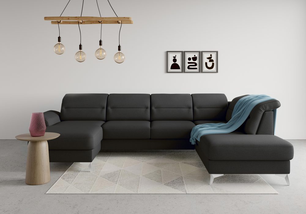 sit&more Wohnlandschaft »Sinatra«, optional mit Kopfteilverstellung und Armteilfunktion oder mit Kopfteilverstellung, Armteilfunktion, Bettfunktion und Stauraum, chromfarbene Metallfüsse