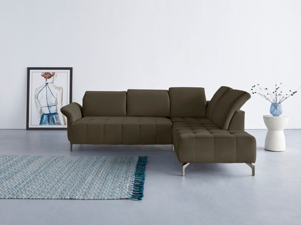 INOSIGN Ecksofa »Fresh«, Federkern, wahlweise mit Kopfteilverstellung, Armteilverstellung, und motorischem Vorziehsitz, Bezug Olympia SOFT CLEAN: leicht mit Wasser zu reinigen