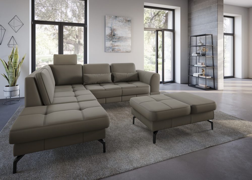 sit&more Ecksofa »Bendigo V«, inklusive Sitztiefenverstellung, Bodenfreiheit 15 cm, wahlweise in 2 unterschiedlichen Fussfarben