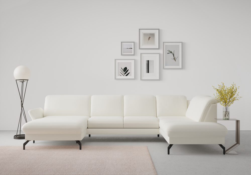 sit&more Wohnlandschaft »Fashion«, wahlweise mit Kopfteilverstellung und Vorziehsitz, motorisch, mit schwarzen Metallfüssen
