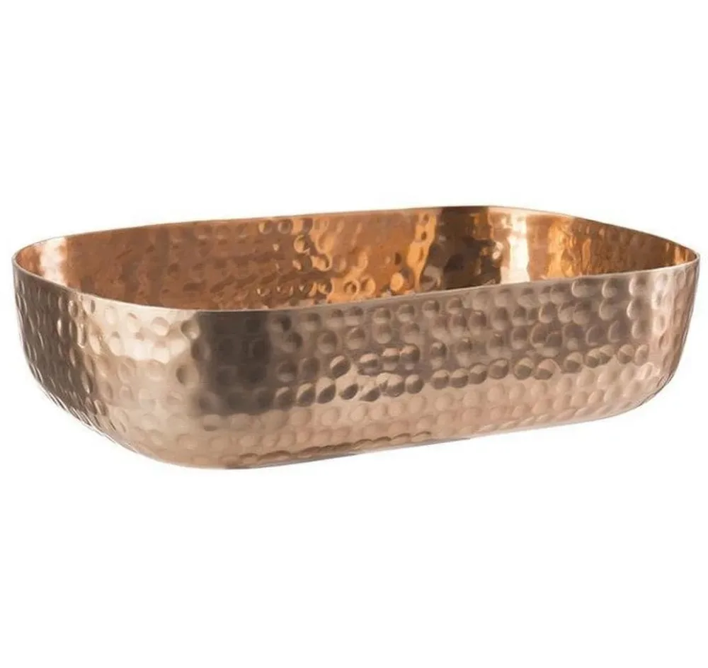 Schale 23x15.5cm, H6cm, gehämmert, kupferfarbig