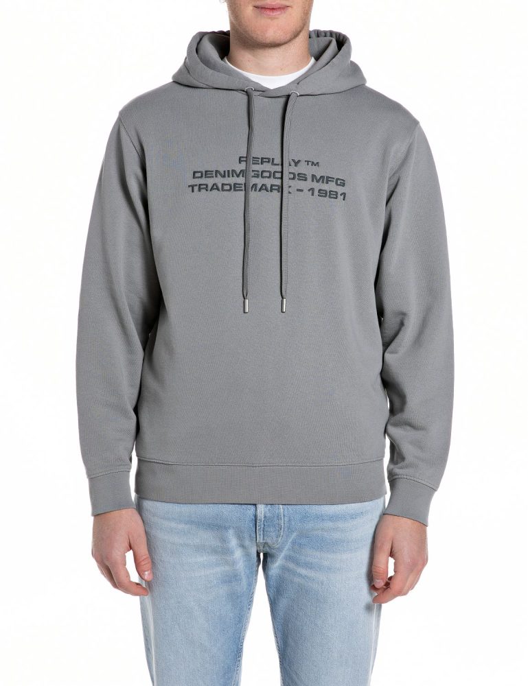 Replay Hoodie, mit gesticktem Schriftzug auf der Vorderseite