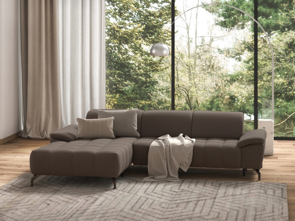 sit&more Ecksofa »Cool«, wahlweise mit Kopfteilverstellung und Vorziehsitz, motorisch, mit schwarzen Füssen