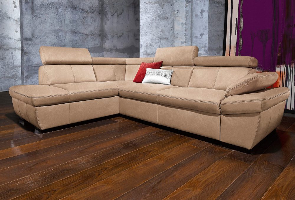 exxpo - sofa fashion Ecksofa, inklusive Kopfteil- und Armteilverstellung, wahlweise mit Bettfunktion und Bettkasten