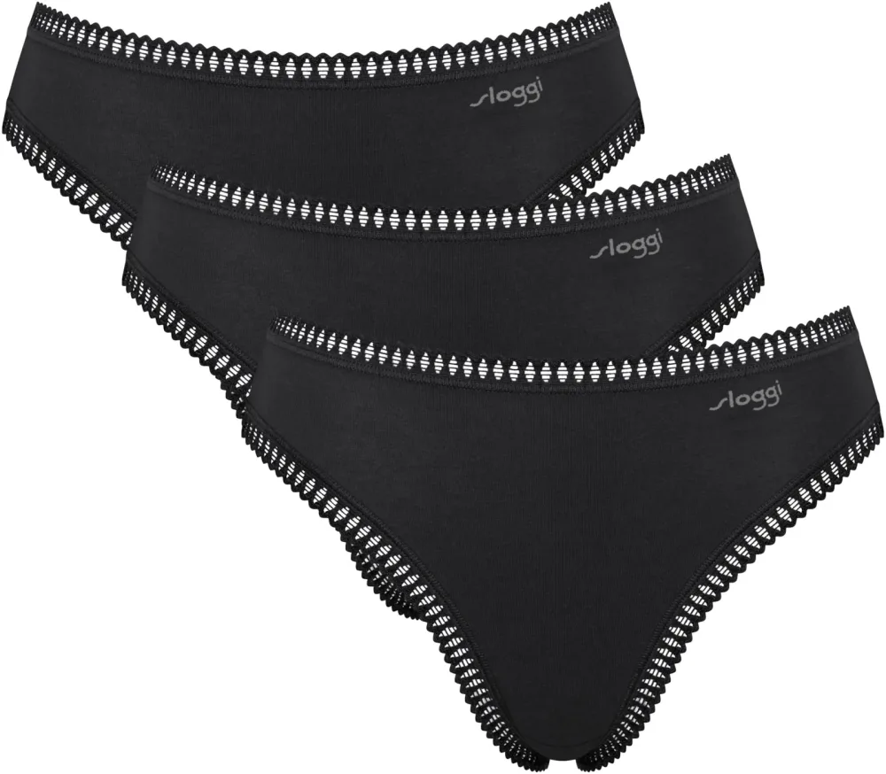 Sloggi - Slip  3er Pack Bequem sitzend-GO Crush High leg C3P, für Damen, Schwarz, Größe L