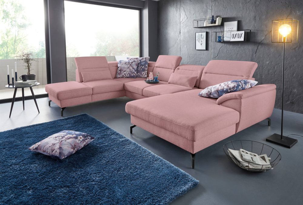 sit&more Wohnlandschaft, 15 cm Fusshöhe, inklusive Sitztiefenverstellung, wahlweise Kopfteilverstellung, wahlweise in 2 unterschiedlichen Fussfarben