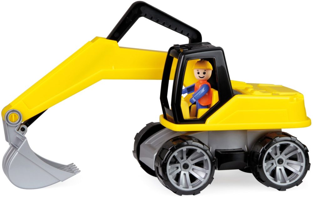 LENA® 04411EC - Truxx, Bagger mit Spielfigur, gelb, L/B/H 36x15x22 cm
