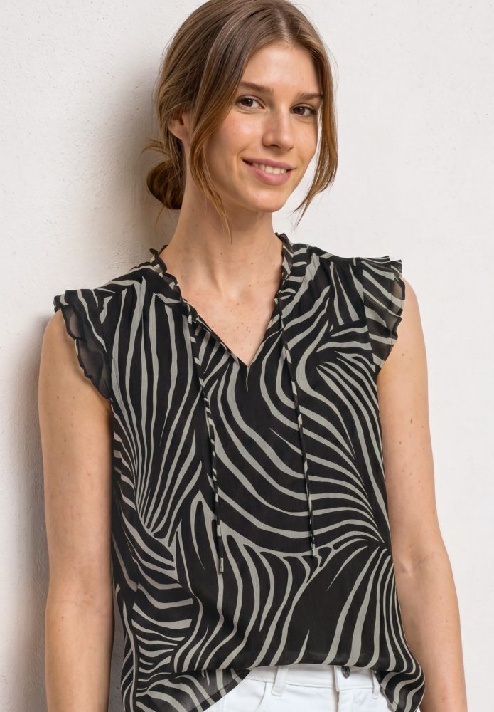 Blusentop aus Chiffon mit Split Neck