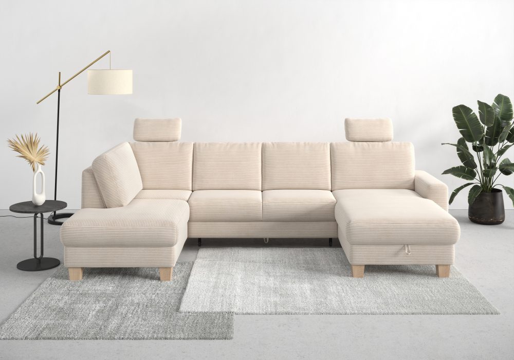 Home affaire Wohnlandschaft »Summer«, mit oder ohne Bettfunktion und Bettkasten, Cord-Bezug