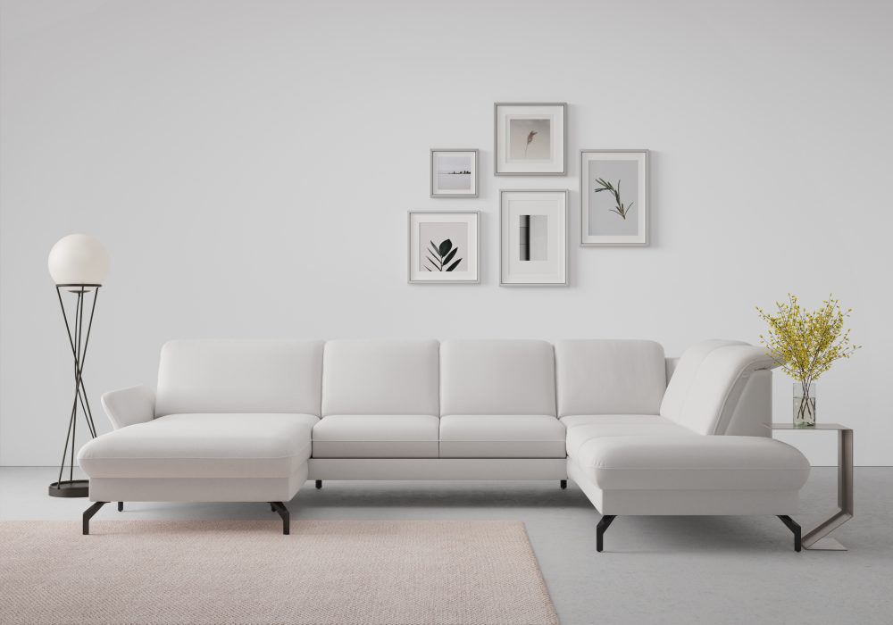sit&more Wohnlandschaft »Fashion«, wahlweise mit Kopfteilverstellung und Vorziehsitz, motorisch, mit schwarzen Metallfüssen