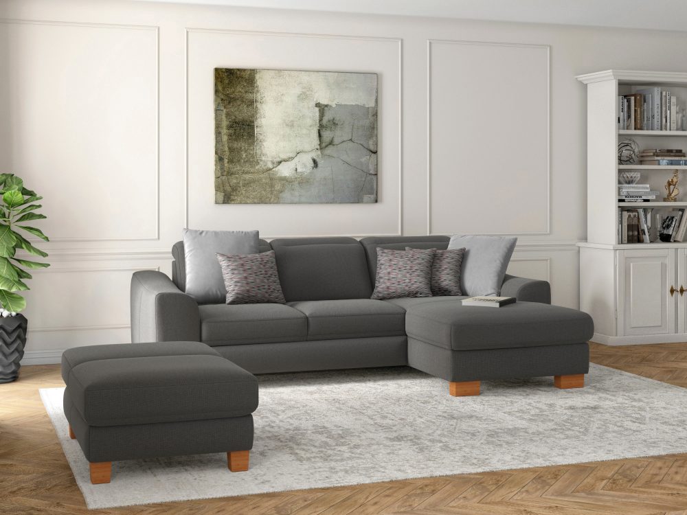 sit&more Ecksofa »Durness«, mit Federkern und hochwertigen Massivholzfüssen, wahlweise mit Kopfteilverstellung, Bettfunktion und Bettkasten oder mit Bettfunktion und Bettkasten